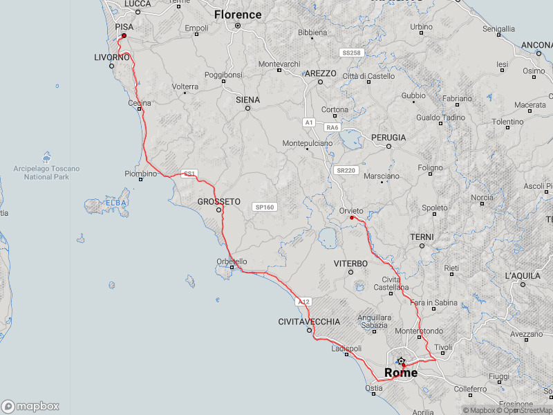 From Pisa to Rome - Travegeo by ShareMap
