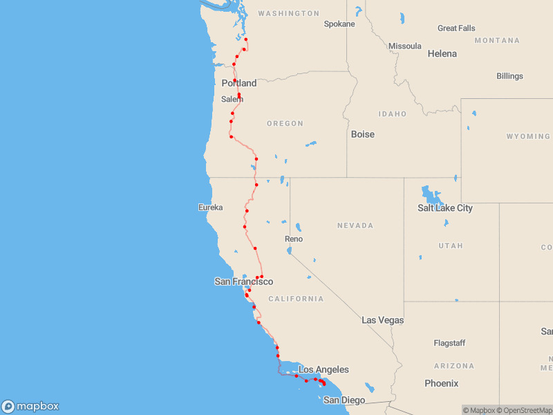 Amtrak Coast Starlight - Travegeo by ShareMap