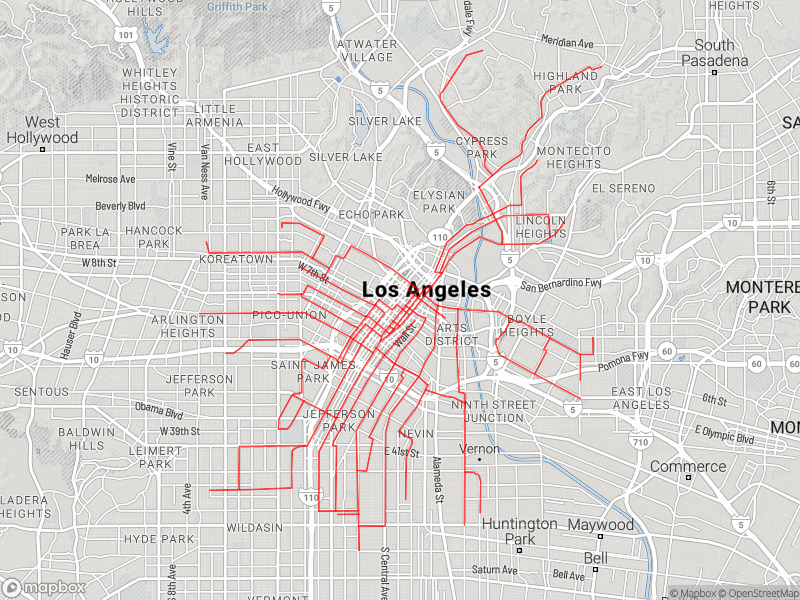 Los Angeles Railway Yellow Cars tramways - Travegeo by ShareMap