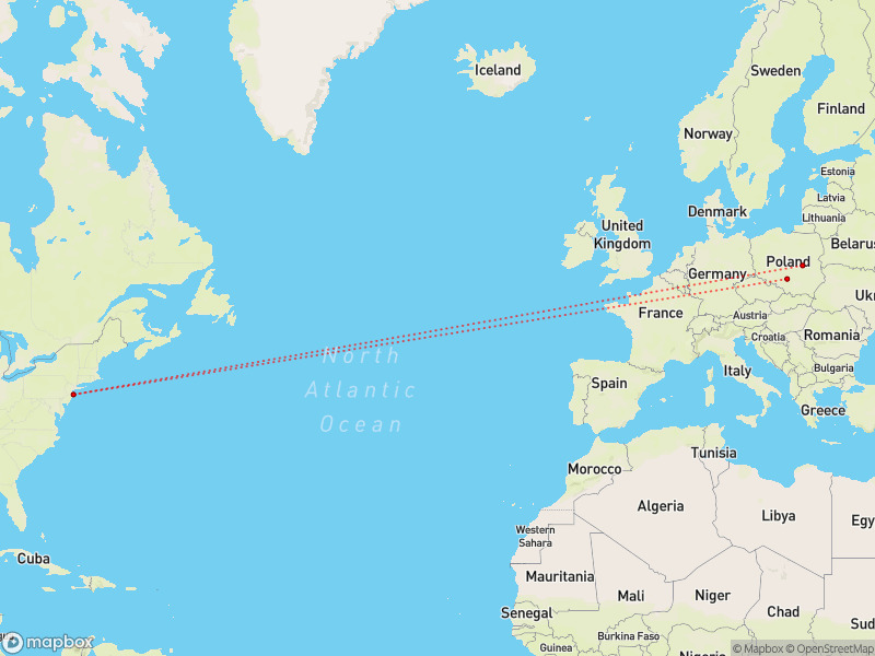Travel from Warsaw to New York City Travegeo by ShareMap