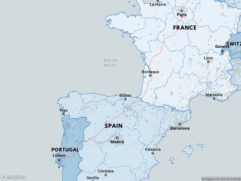 Travel from Lisbon to Paris - Travegeo by ShareMap