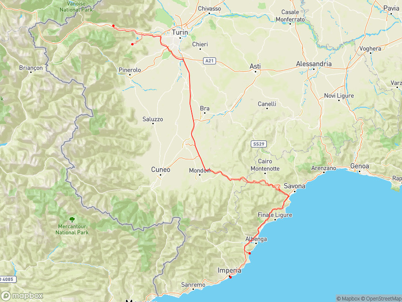 Travel from Giaveno to Alassio - Travegeo by ShareMap