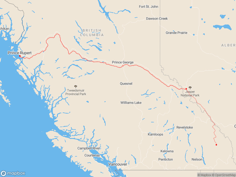 Travel from Jasper to Prince Rupert Travegeo by ShareMap