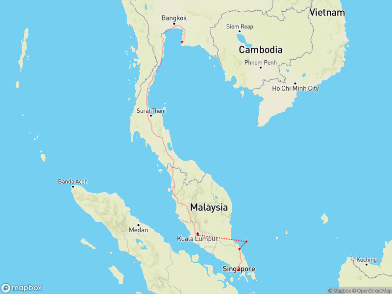 Travel from Battle of Singapore to Pattaya - Travegeo by ShareMap