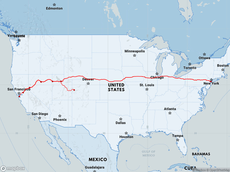 Travel from San Francisco to New York City - Travegeo by ShareMap